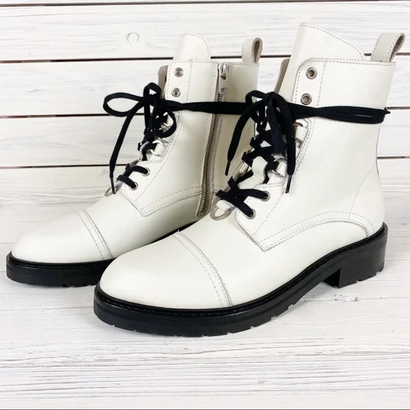 NEW All Saints Lira Hiker White Leather Boots 11 - Picture 9 of 16